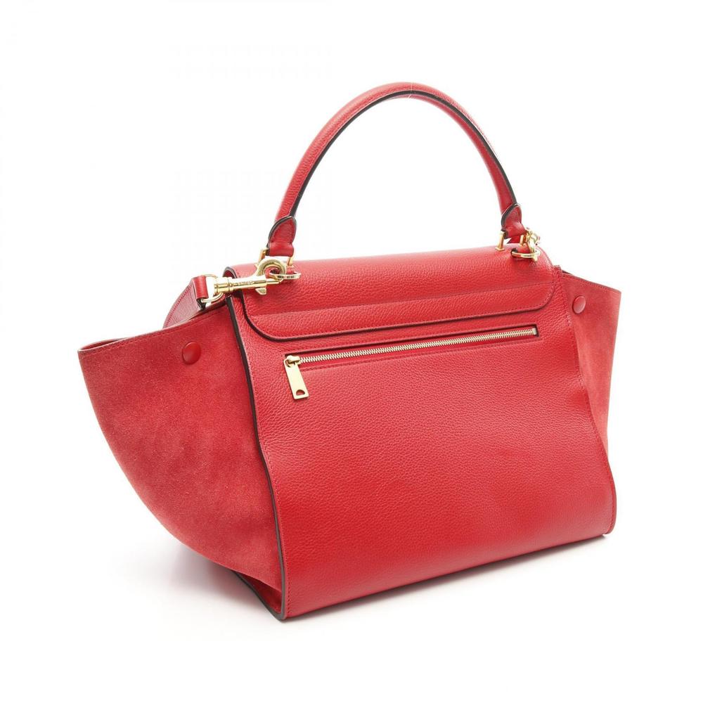 Celine Handbag Red Trapeze Leather Suede - Picture 2 of 7